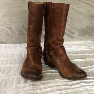 Frye distressed harness boots
